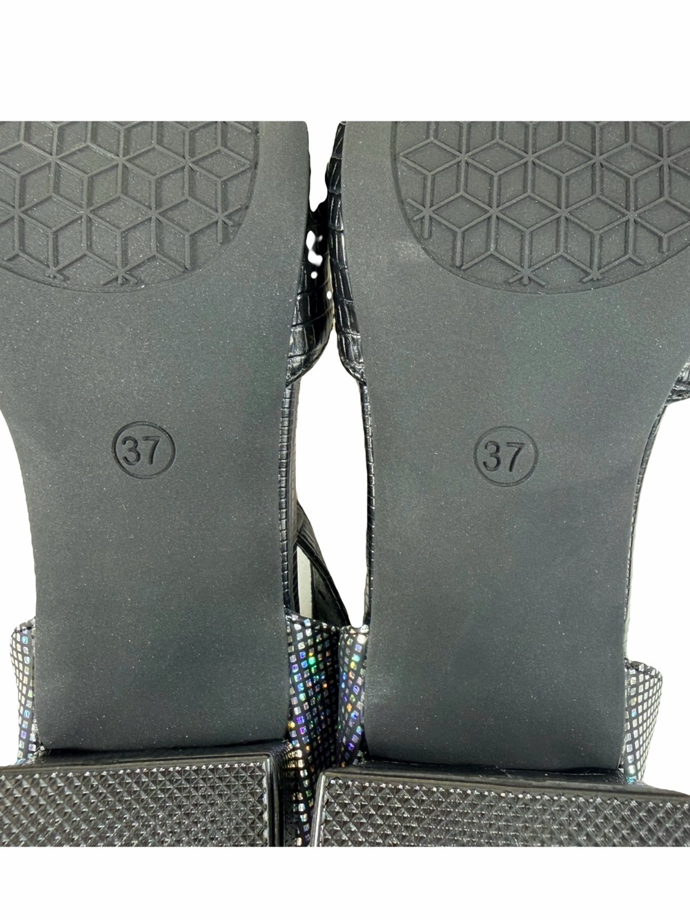 NWT Decould sylf Block Heels Sparkly Sandals Size 7 Women's - Picture 13 of 15